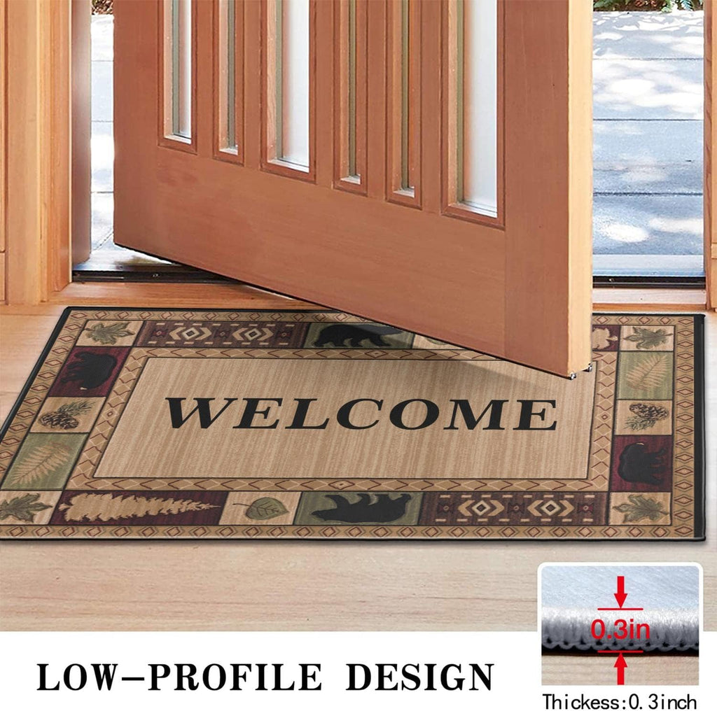 Bear Rugs Tribal Doormat Non-Slip Absorbent Resist Dirt Front Door Mat Machine Washable Welcome Mats Outdoor Inside Floor Rugs for Entryway 30" X 17"…