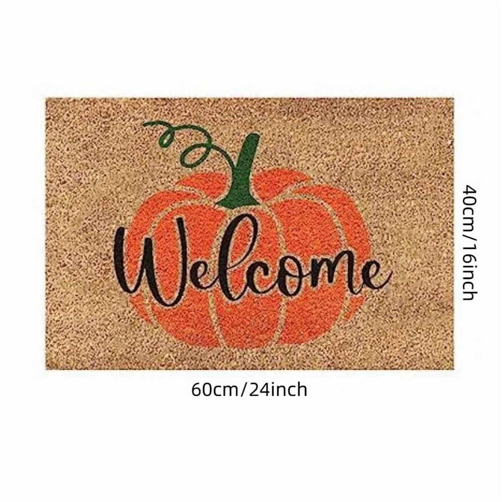 Jinswick Pumpkin Welcome Doormat Fall Indoor Outdoor Entrance Home Front Porch Rugs Halloween Housewarming Greetings Gift Decoration Supplies 20 x 32 Inches