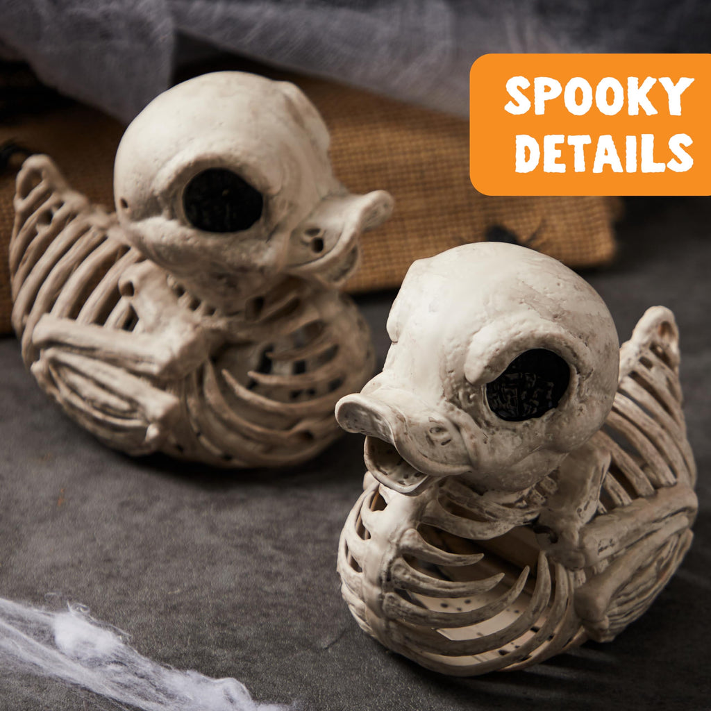 Joyfy 2 Pcs Duck Skeleton Halloween Decoration,4.5 Inch Posable Plastic Animals Halloween Skeleton for Indoor Outdoor Halloween Decorations,Haunted House Party Props