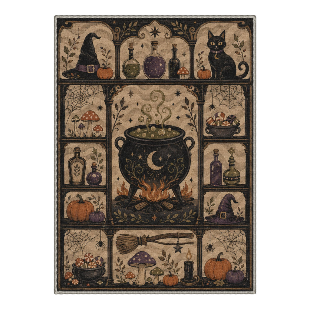 GENIMO 2'x3' Halloween Doormat, Washable Non Slip Soft Whimsical Cat Outdoor Door Mat for Front Door Covered Porch Patio Entryway, Rustic Black