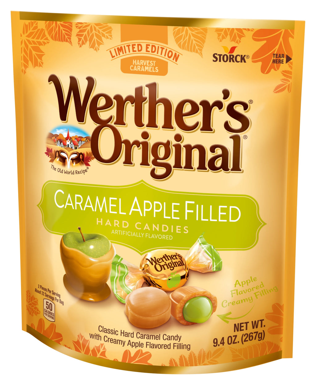 Werther's Original Limited Edition Fall Harvest Caramel Apple Filled Hard Candies, 9.4 oz Bag