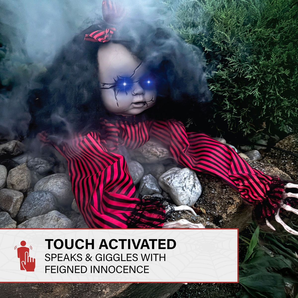 Haunted Hill Farm 44" Animatronic Doll with Light-up Blue Eyes, Multicolor, HHGBGIRL-2LSA