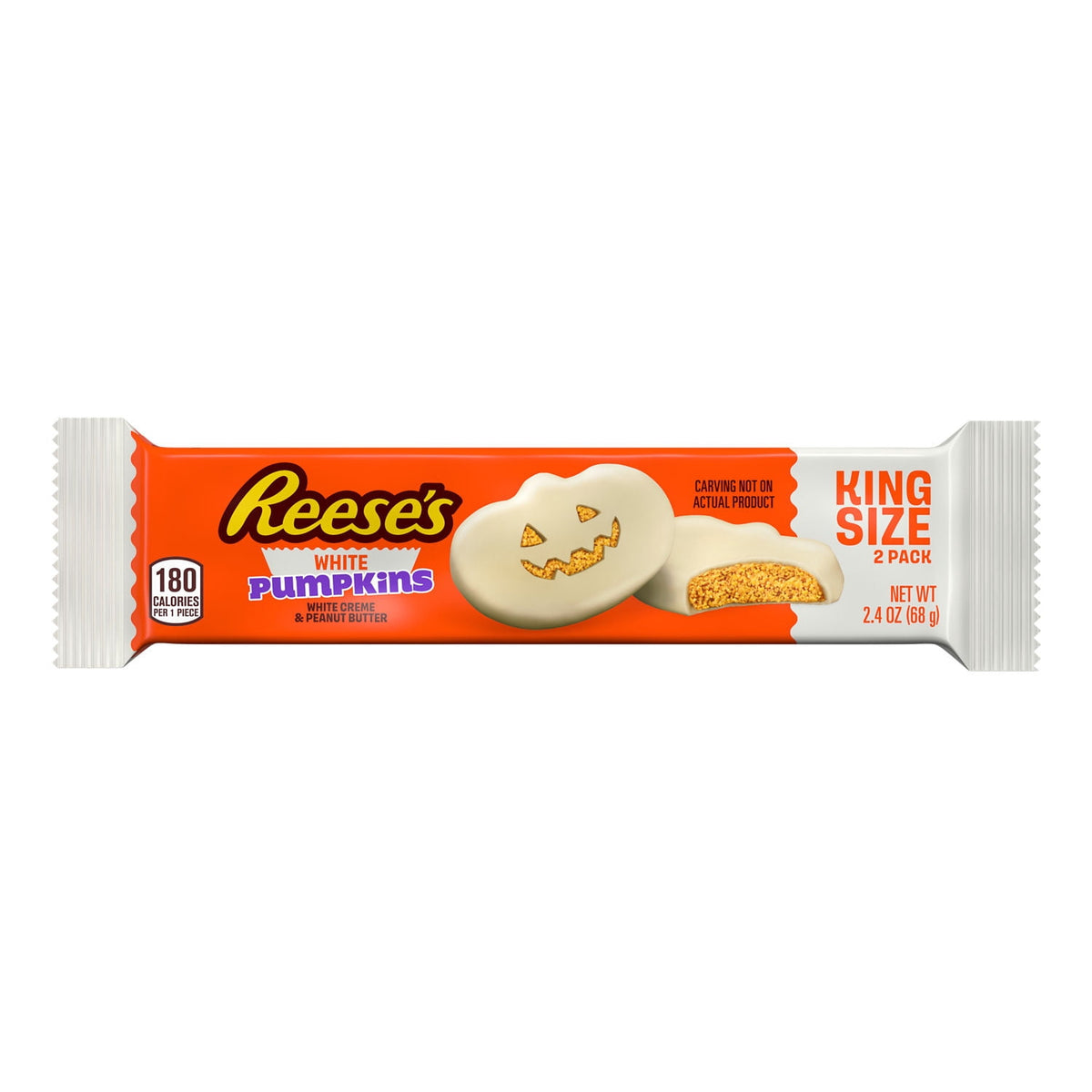 Reese's White Creme King Size Peanut Butter Pumpkins, Halloween Candy Pack, 2.4 oz