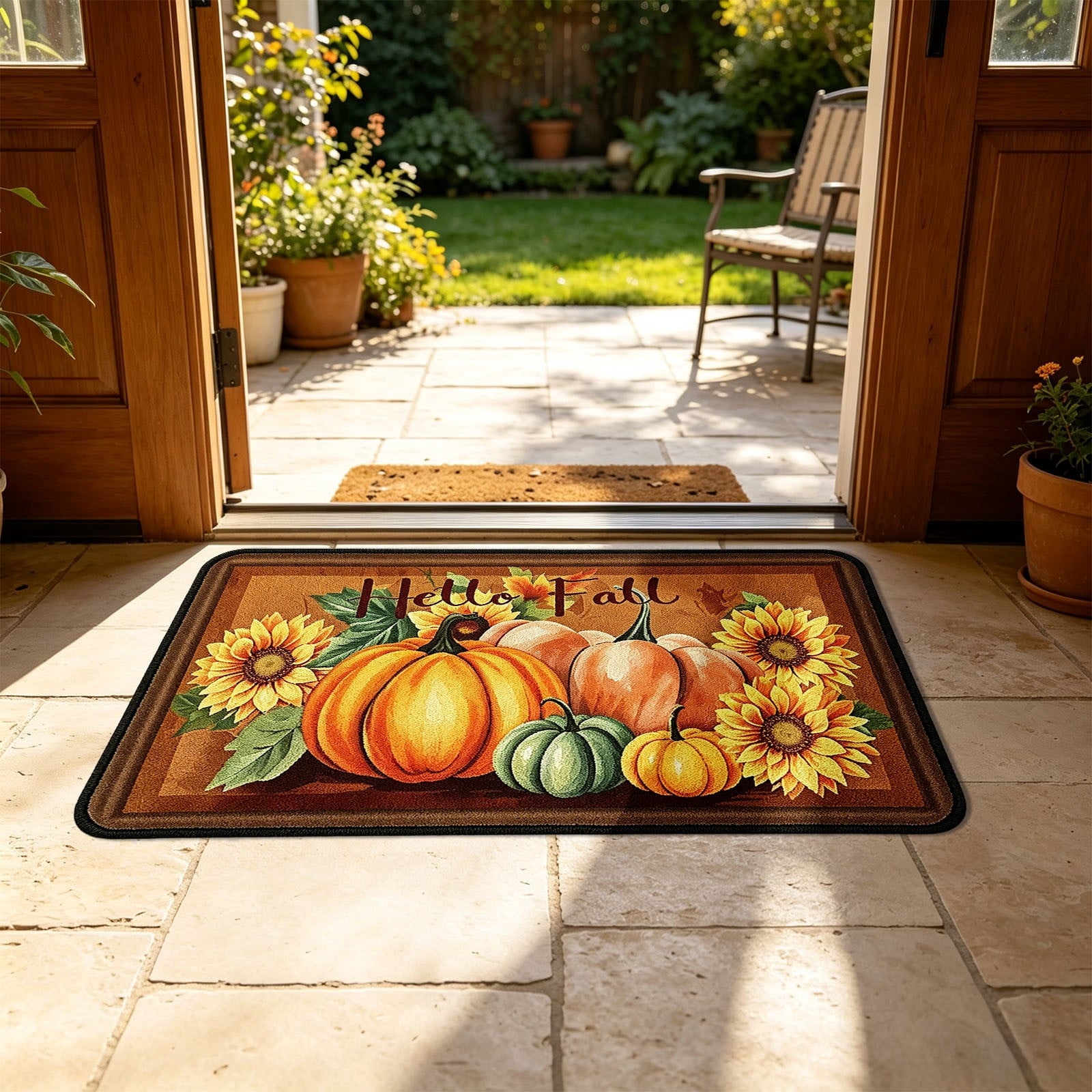 Autumn Door Mat for Entryway, 16x24 Inch, Fall-Themed Floor Doormat for Home Decor, Non-Slip Rug Mat for Living Room, Kitchen, Bedroom, Gifts for Fall Lovers (E)