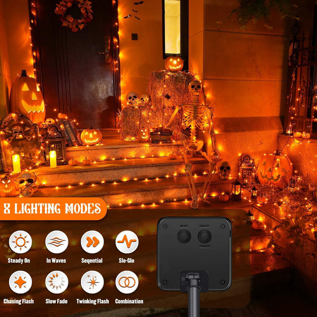 JMEXSUSS 2 Pack Solar String Lights Outdoor, 100 LED 42.7ft White Solar Lights Outdoor Waterproof, 8 Modes Green Wire Solar Christmas Lights for Garden, Wedding, Party, Christmas Tree Decoration