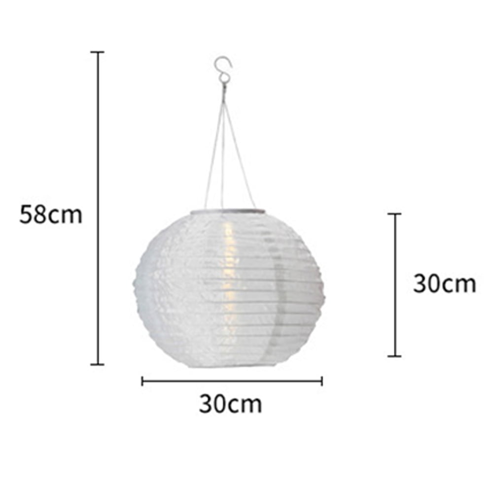 Lampions Solar Outdoor,Sky 2 Pieces Solar LED Lantern Waterproof Nylon Hanging Garden Lantern 25cm Solar Lighting for Garden, Courtyard, Terrace, Wedding, Halloween Fest Decoration (White)