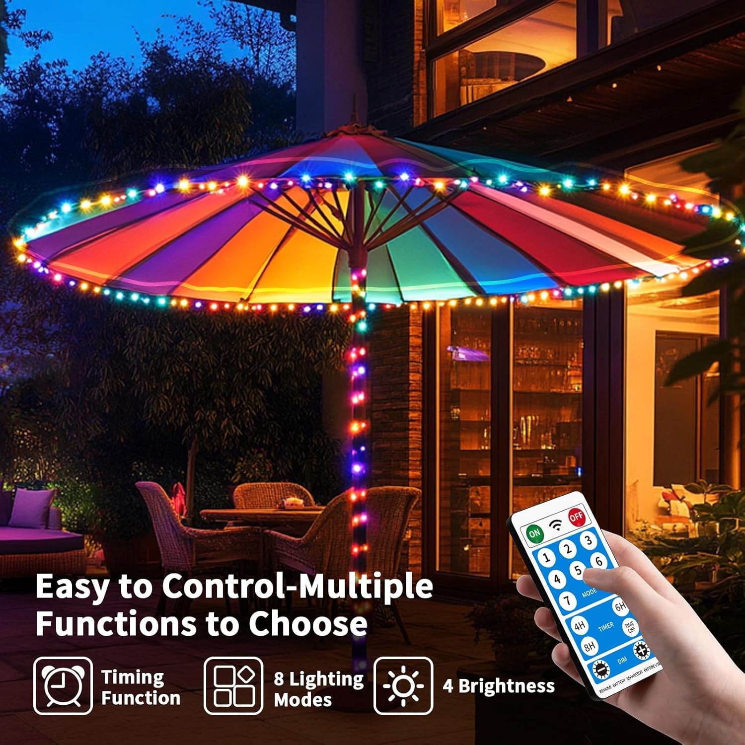 Solar Rope Lights Outdoor Waterproof 100LED Tube String Lights with USB Rechargeable Timer 8 Modes Dimmable Twinkle Fairy String Light for Trampoline Yard Pool Party Wedding Christmas