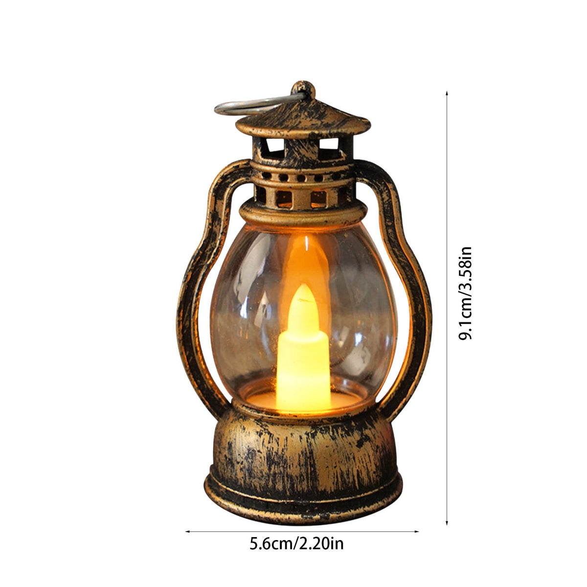 Harlier Vintage Design Plastic Mini Lantern, Tables Centerpieces LED Simulation Candle, 3.6 Inch Small Hanging Lantern, Lanterns Decorative for Wedding Centerpiece Tables (Gold)