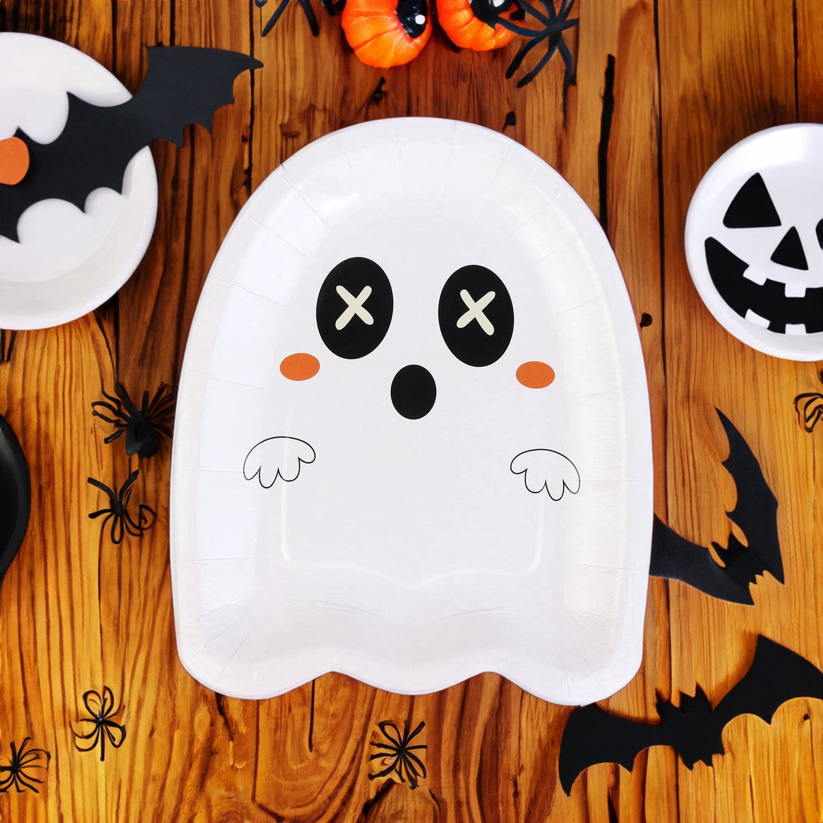 25Pcs Halloween Pumpkin Plates, Disposable Paper Dessert Plates Tableware Party Supplies for Halloween Party Decorations