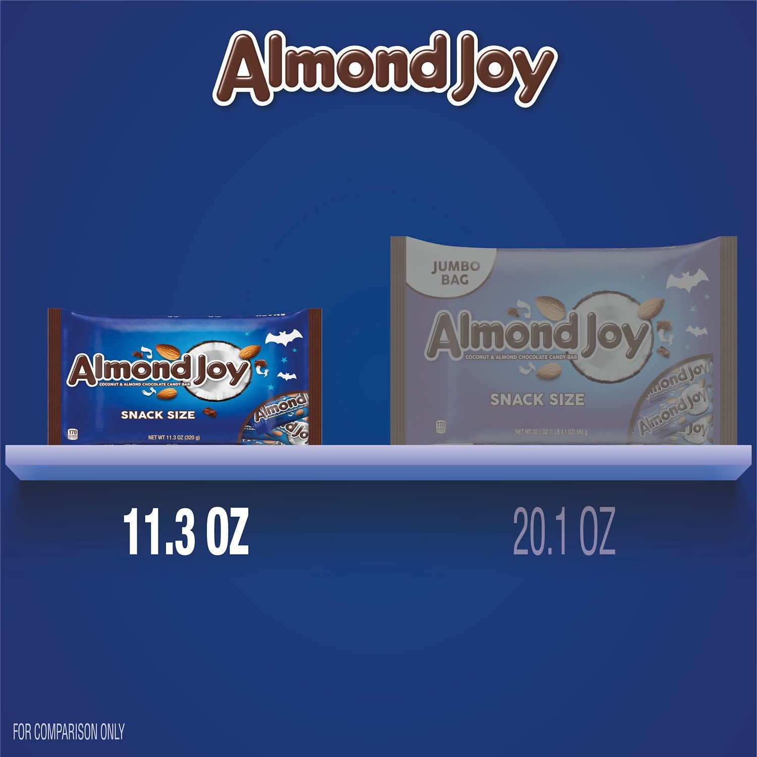 Almond Joy Coconut and Almond Chocolate Snack Size Halloween Candy, Bag 11.3 oz