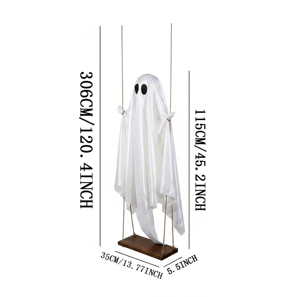 Halloween Light-Up Ghost Decorations Outdoor - 6.5 FT - 8 Sounds Gaint Hanging Swing Ghost Halloween Decoration, Spooky Cute Ghosts Decorations for Front Porch Yard Tree