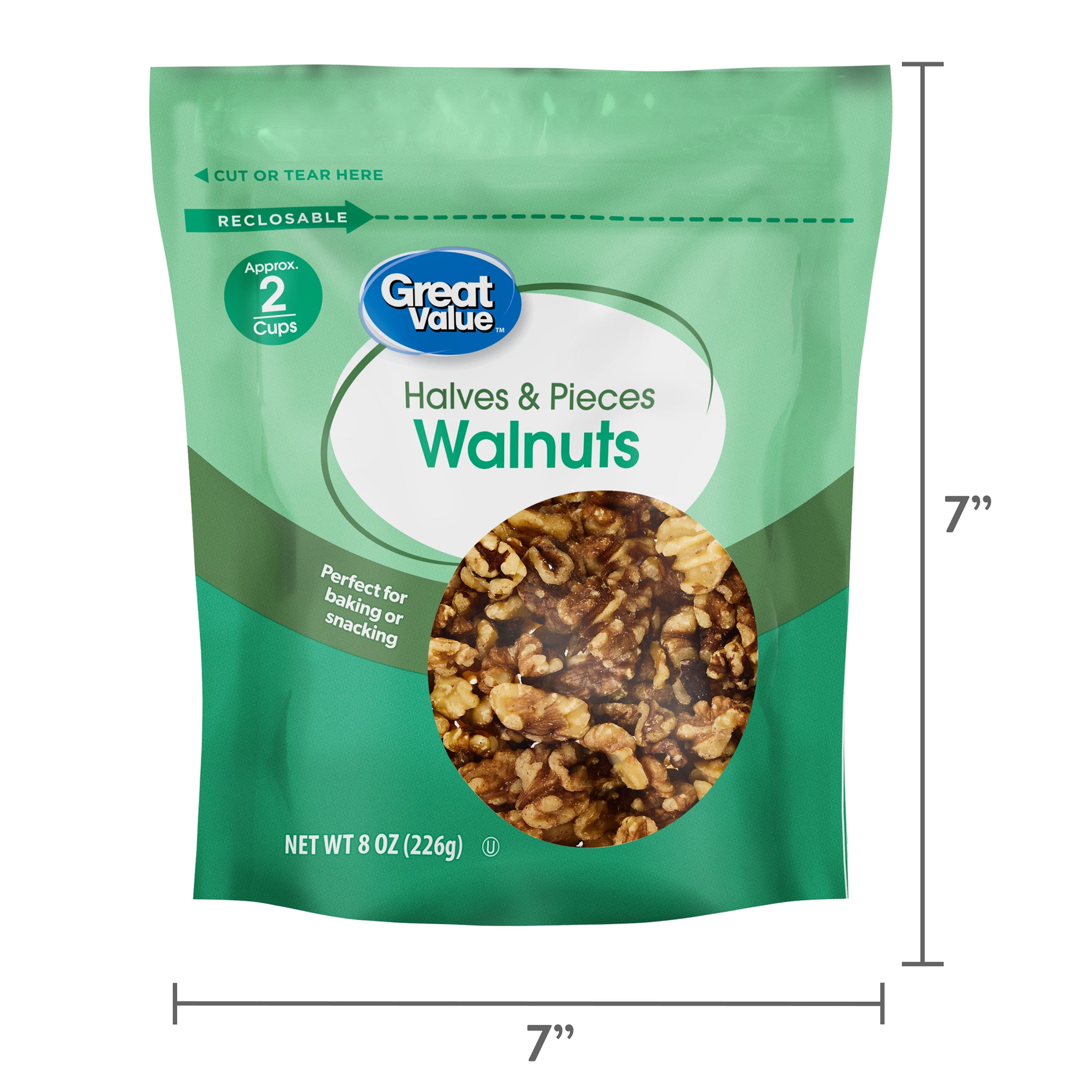 Great Value Walnuts Halves & Pieces, 8 oz