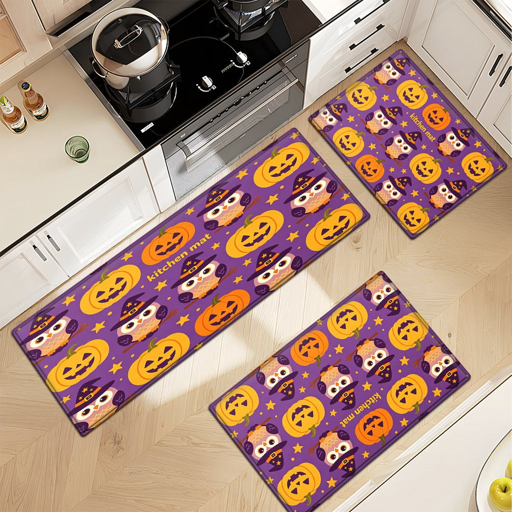 CCTFS Halloween Pumpkin Bat Candy 1Pc Flannel Mat and Kitchen Rugs,Soft Non-slip,Perfect for Home Bathroom
