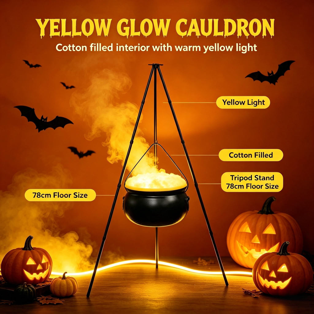 Muecwrye Halloween Decorations Outdoor, Halloween Clearance! Halloween Witches Cauldron on Tripod with Lights, DIY Bubbling Cauldron Set Decor for Home Porch Outside, Halloween Party Supplies