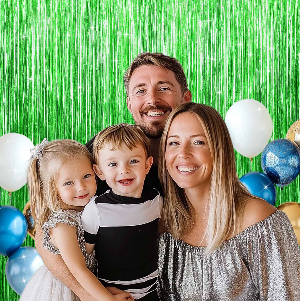Sm:)e 2-Pack Light Bright Silver Foil Fringe Curtains for Events - Birthday, Wedding, Graduation, Christmas, Baby Shower, various festivals Decor Photo Booth Fun!