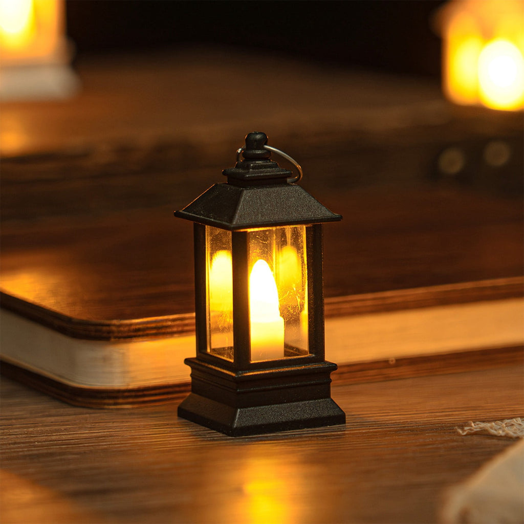 KOYPTL 8 Pcs Black Lanterns Decorative Indoor Mini Battery Operated Lanterns with Flameless Candle,Christmas Table Decorations Hanging Ornament for Wedding Table Centerpieces Home Xmas Decor Outdoor