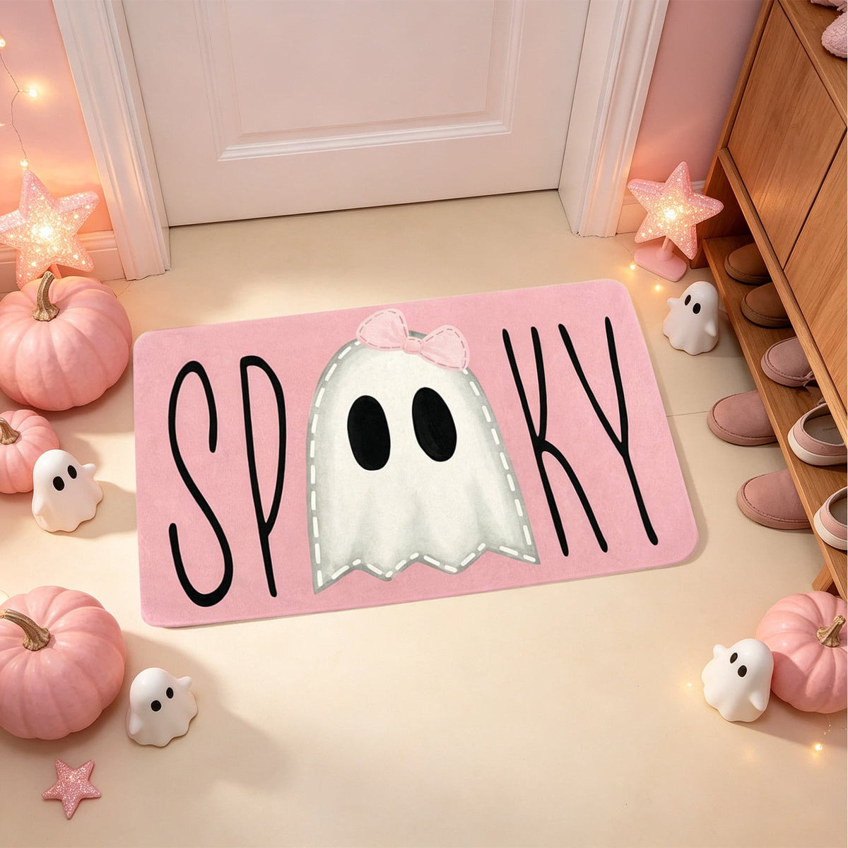 AuroraX Halloween Ghost Decor Outdoor Halloween Decoration Courtyard Tabletop Desktop Haunted Halloween Decoration for Yard Garden Pink