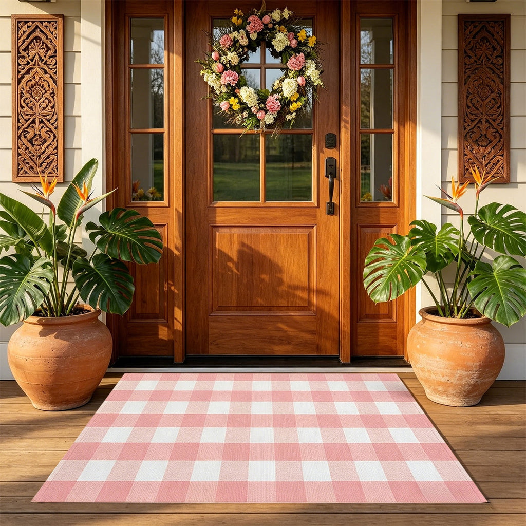 Dpityserensio Halloween Doormat Black Bat and Moon with Striped Border Non-Slip Washable Indoor Outdoor Rug, Vintage Fall Decor