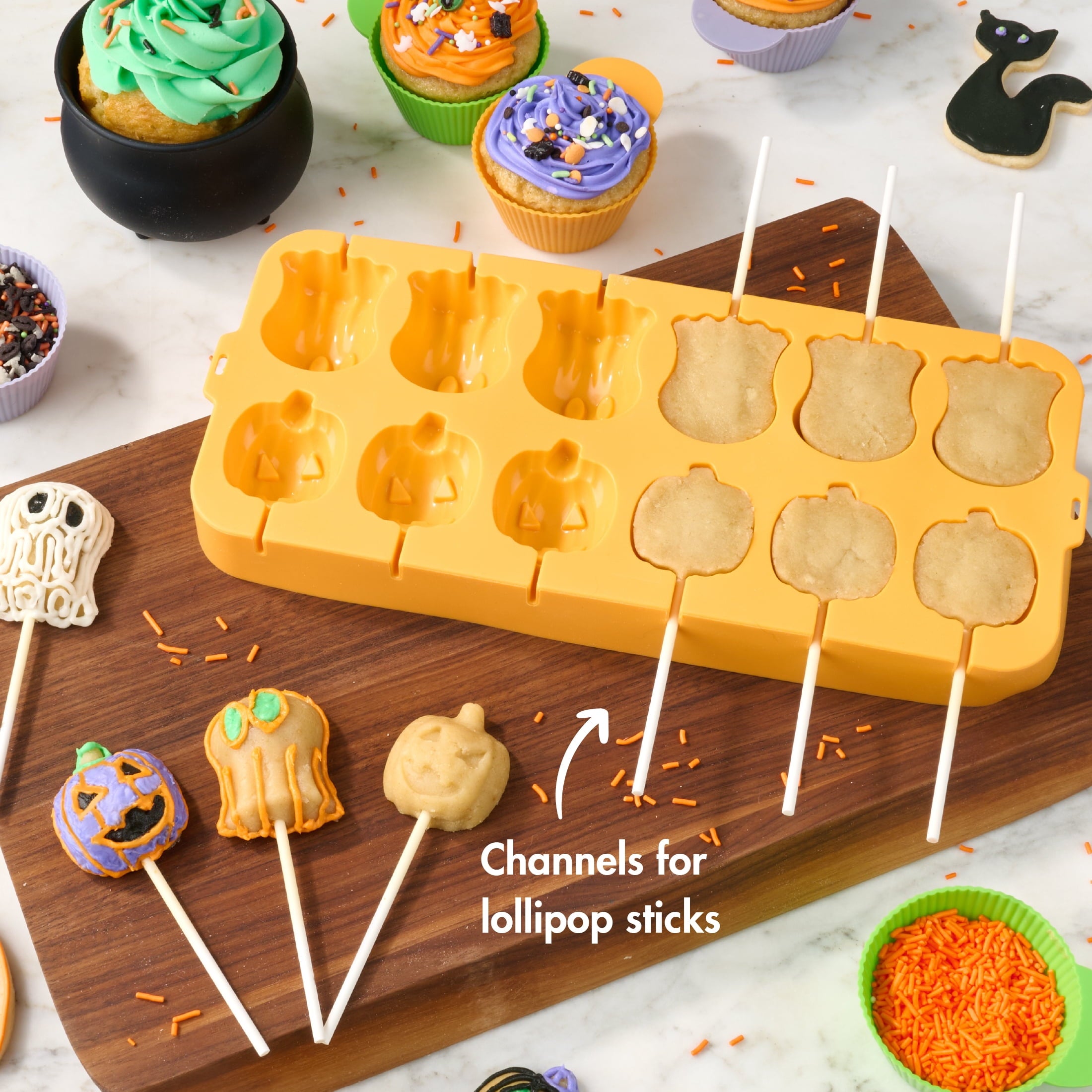 Way To Celebrate 12 Cavity Silicone Cake Pop Pan, Orange