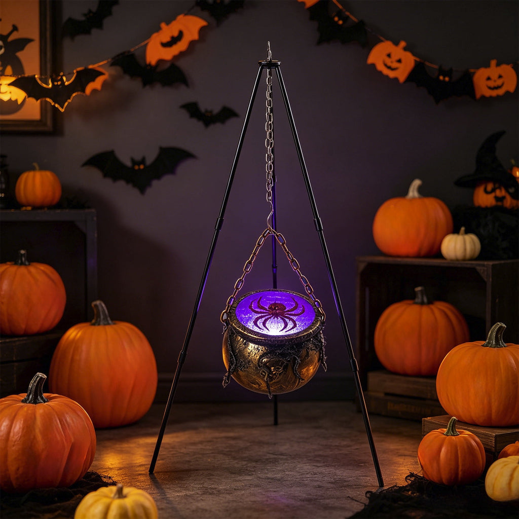 Muecwrye Halloween Decorations Outdoor, Halloween Clearance! Halloween Witches Cauldron with Lights, DIY Bubbling Cauldron Set Decor for Home Porch Outside, Halloween Party Supplies( Without Tripod)