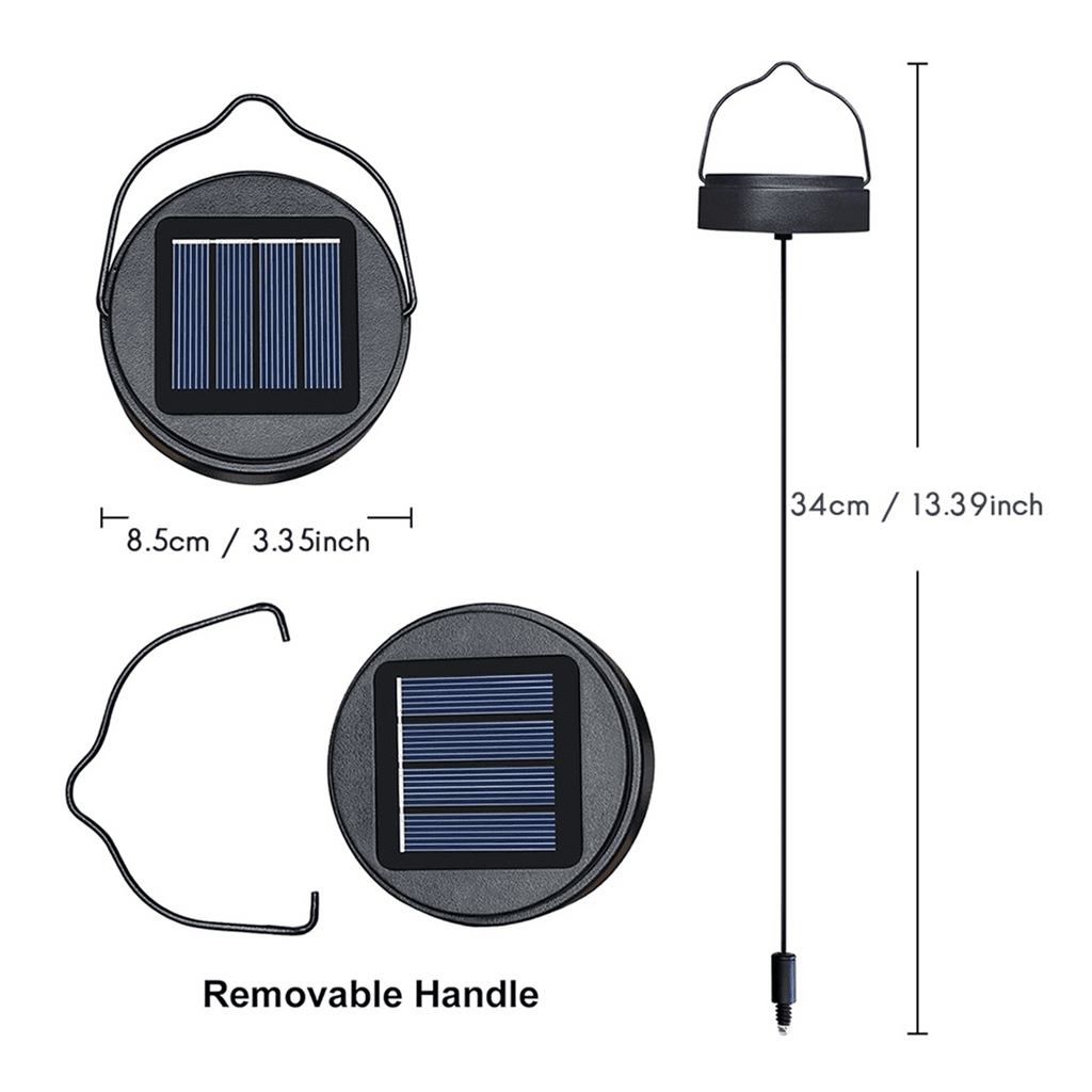 2Pack 600Mah Solar Lights Replacement Top for Outdoor Lantern Lights Waterproof for Garden, Yard,DIY Birthday Gifts,2Pack * 600Mah Solar Lights Replacement Top,Black
