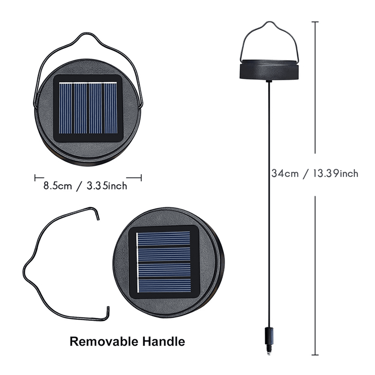 2Pack 600Mah Solar Lights Replacement Top for Outdoor Lantern Lights Waterproof for Garden, Yard,DIY Birthday Gifts,2Pack * 600Mah Solar Lights Replacement Top,Black