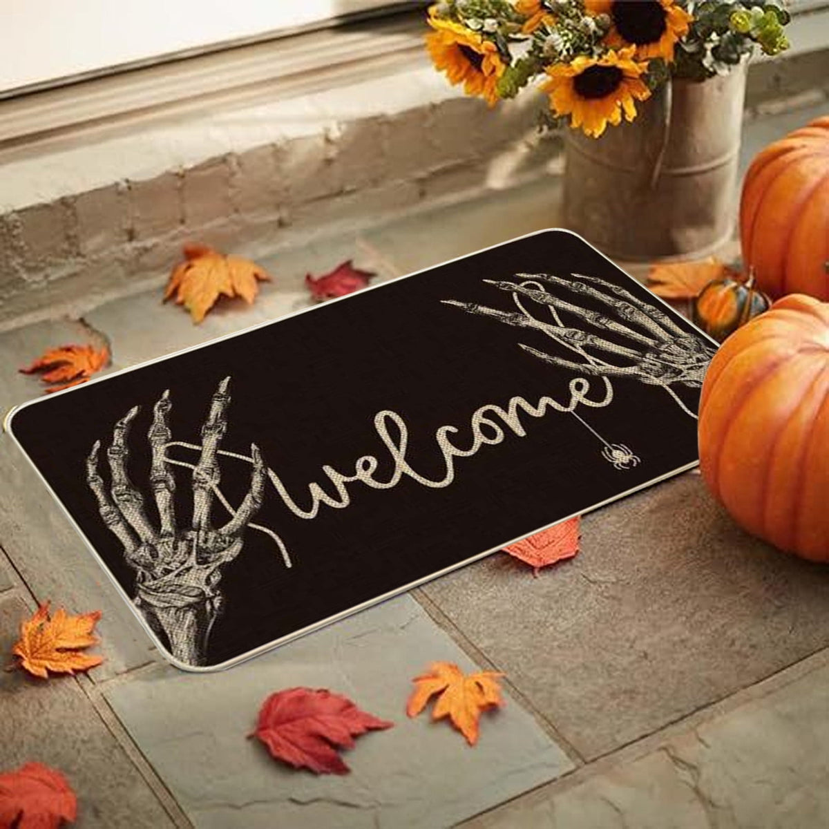 PEIBang Halloween Welcome Doormat for Front Door,Spooky Halloween Door Mat Indoor Outdoor Decor for Porch Entryway,16x24 Inch