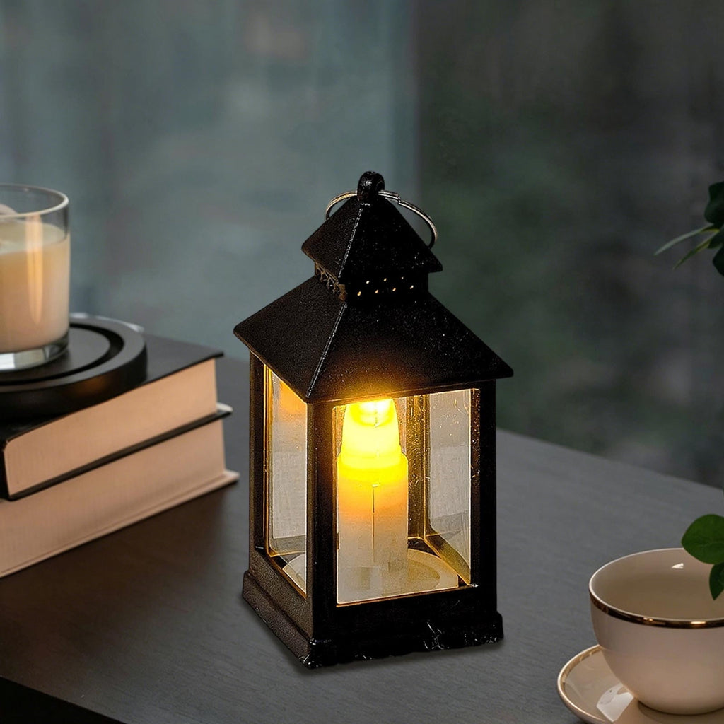 Djiypn Mini Lanterns 2Pack LED Small Lanterns Decorative Indoor Outdoor Hanging Lantern Decorative Candle Light Farmhouse Decor for Weddings Western Camping Party Halloween Christmas Decorations
