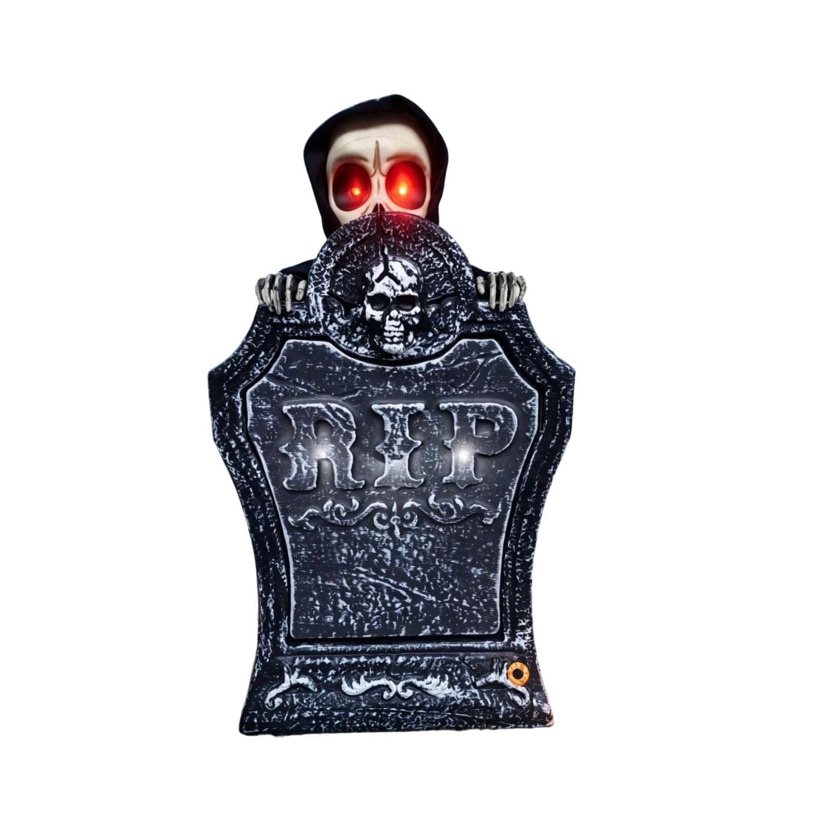 Orangide Halloween Decorations Animated Tombstone Decor With Light Gravestone With Activated Skeleton And Pumpkin For Yard Porch Outdoor Halloween Party