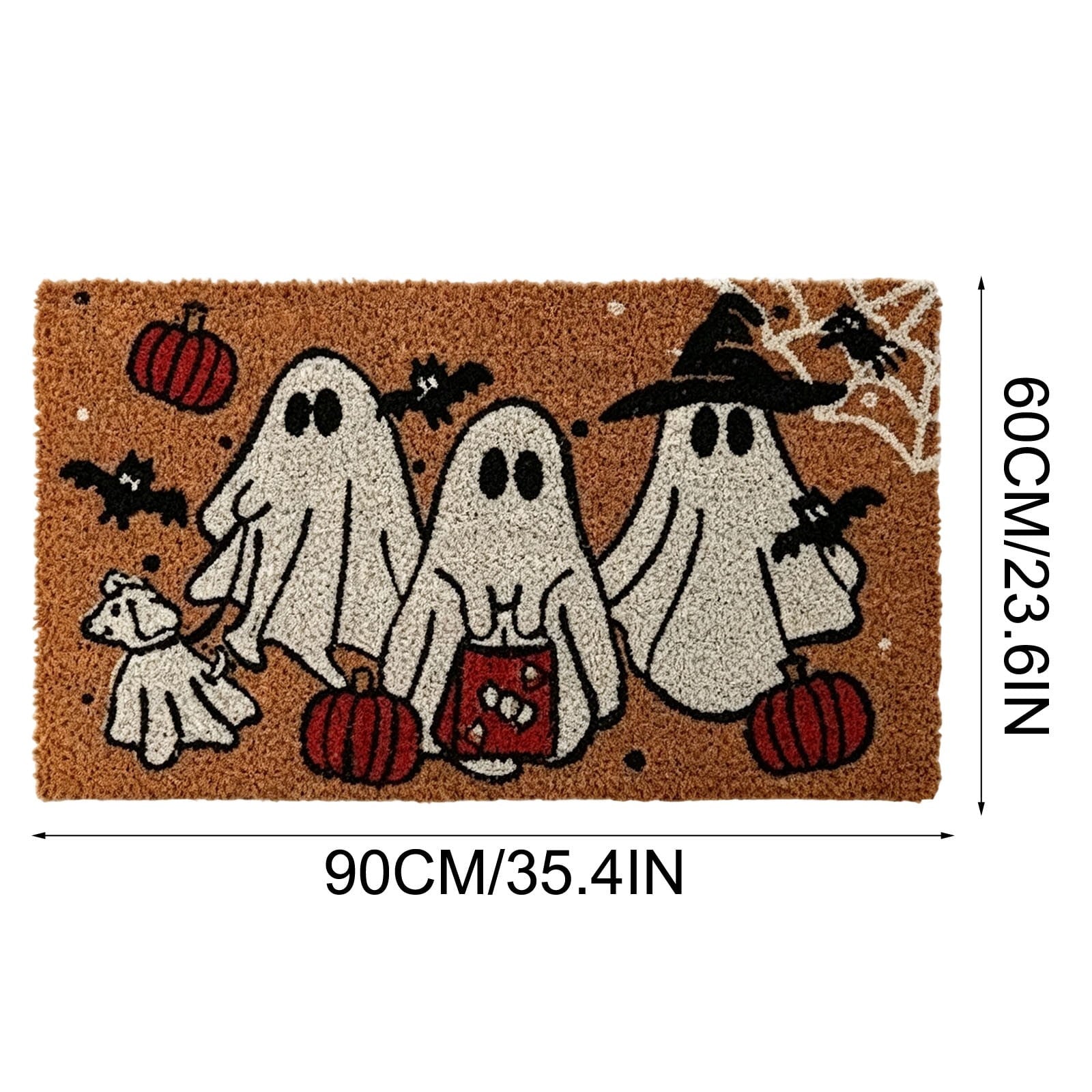 Halloween Doormat Vintage Retro Style Mat 23.6x15.7in Secure-Grip Absorbent Coir Look Entryway Rug for Front Porch Indoor Outdoor Decor by OVFUIZ
