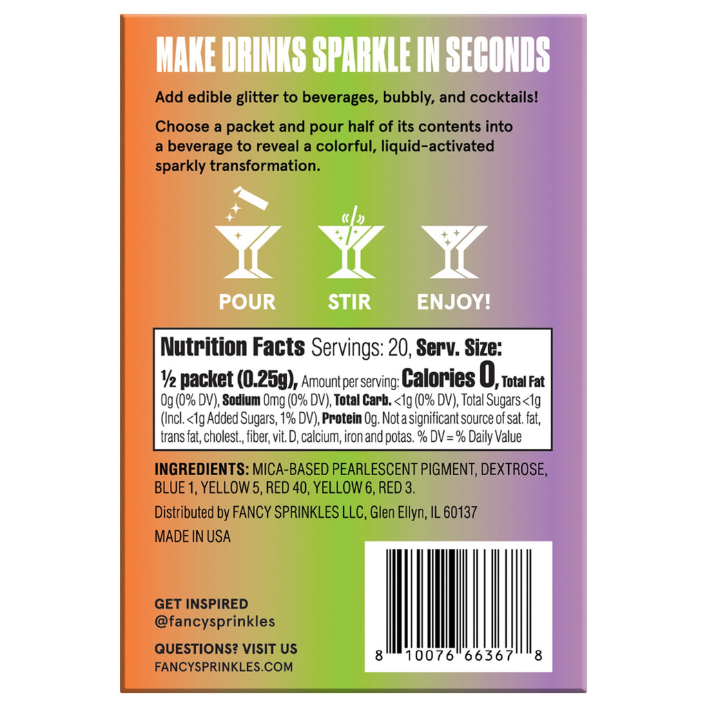 Fancy Sprinkles Mystery Halloween Edible Glitter Packets, 10 Count, 0.2 oz