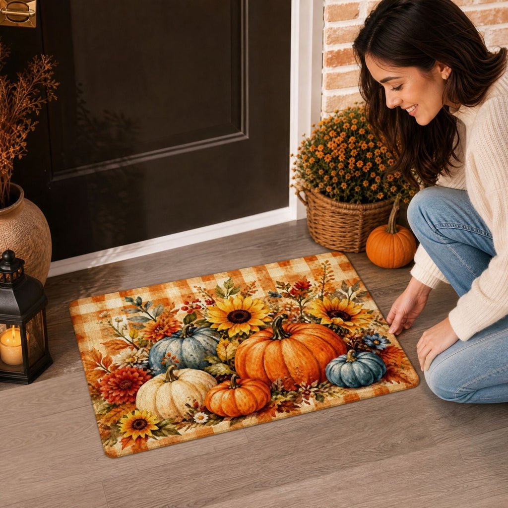 Autumn Door Mat for Entryway, 16x24 Inch, Fall-Themed Floor Doormat for Home Decor, Non-Slip Rug Mat for Living Room, Kitchen, Bedroom, Gifts for Fall Lovers (E)