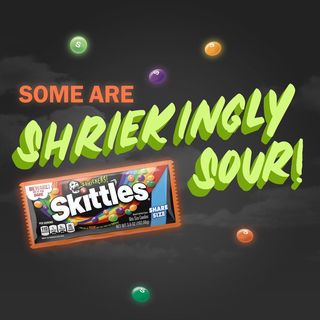 Skittles Shriekers Sour Halloween Chewy Candy Share Size Bag - 3.6 oz