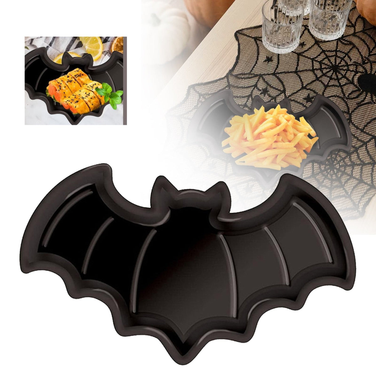 Halloween Bat Plates Plastic Bat Plates Black Halloween Party Supplies Halloween Snack Candy Dessert Plates for Halloween Party Birthday Party Table Decoration-Black-1 Pcs