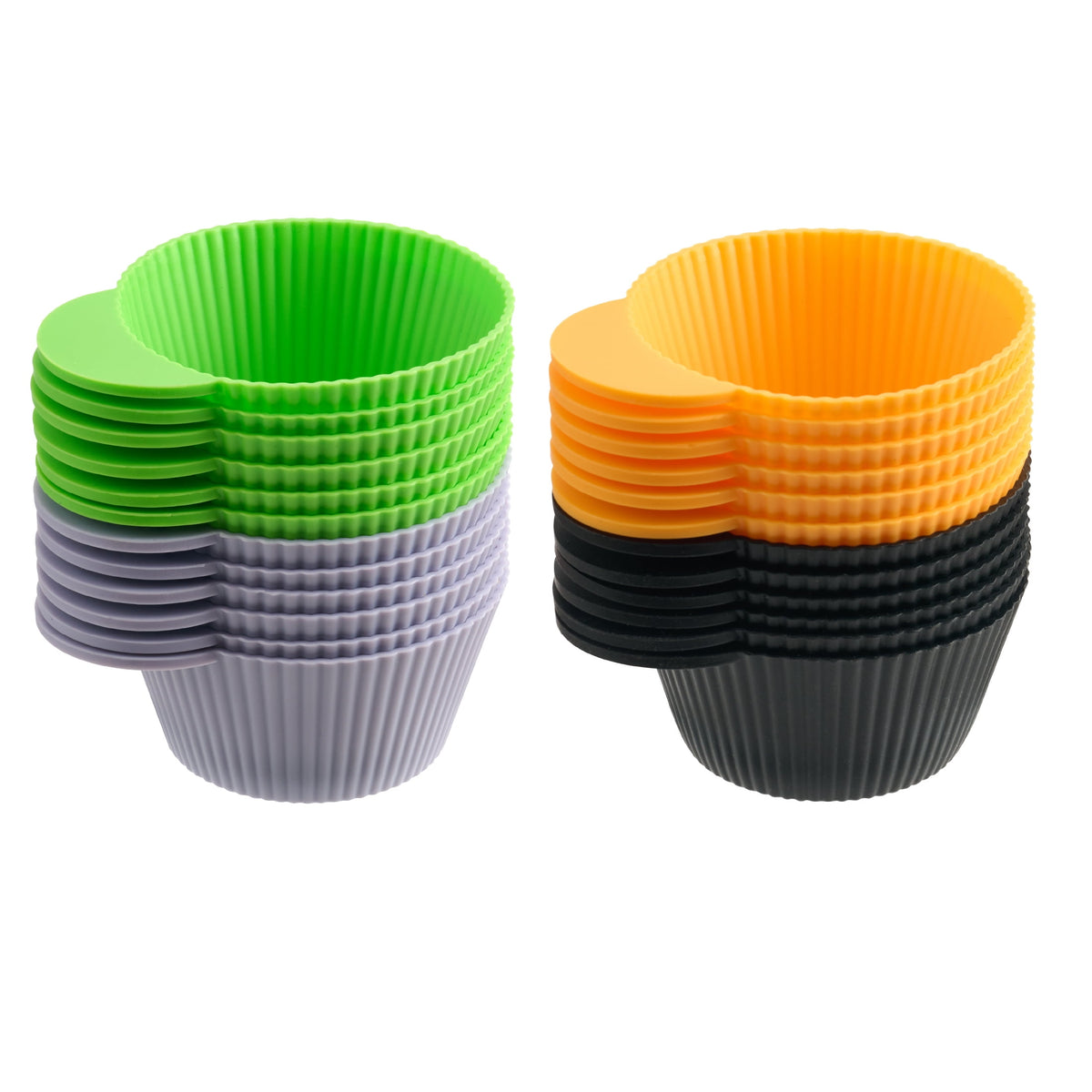Way To Celebrate 24 Pack Silicone Cupcake Liners, Orange, Green, Purple and Black