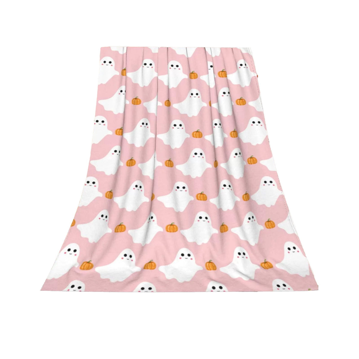 Pink Halloween Throw Blanket for Couch Fleece Halloween Decorations Throw Blankets Lightweight Soft Plush Big Throws and Blankets with Funny Ghost,30x40in