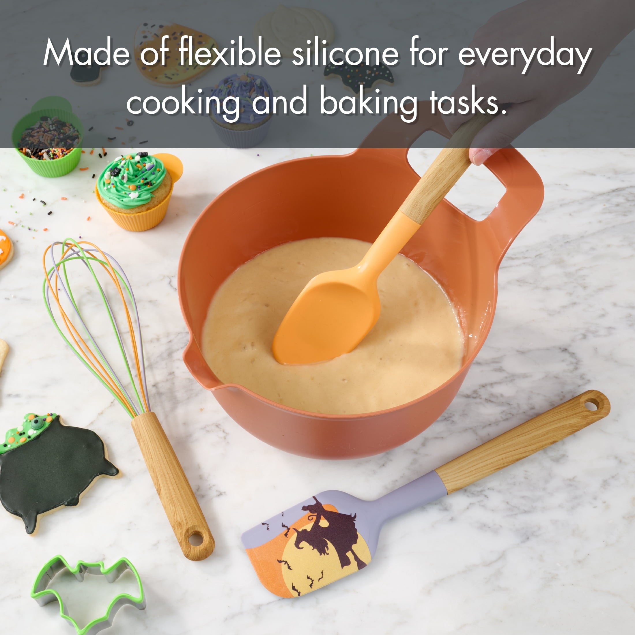 Way To Celebrate 3-Piece Baking Tool Set, Orange, Green, Purple