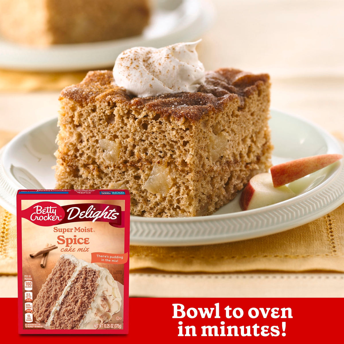 Betty Crocker Delights Super Moist, Spice, Cake Mix, 13.25 oz
