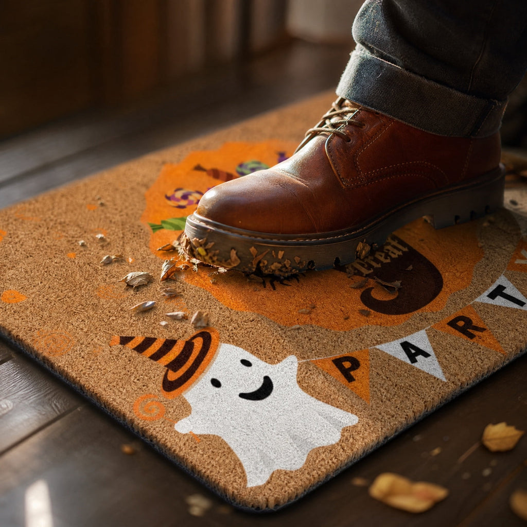 Halloween Doormat Vintage Retro Style Mat 23.6x15.7in Secure-Grip Absorbent Coir Look Entryway Rug for Front Porch Indoor Outdoor Decor by OVFUIZ