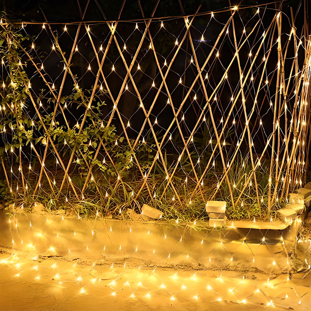 DAYBETTER Christmas Net Lights Outdoor, Warm White Waterproof Mesh Fairy String Lights, 12ft*5ft 360 LED with 8 Modes Plug in, for Bushes Garden Party Decoration