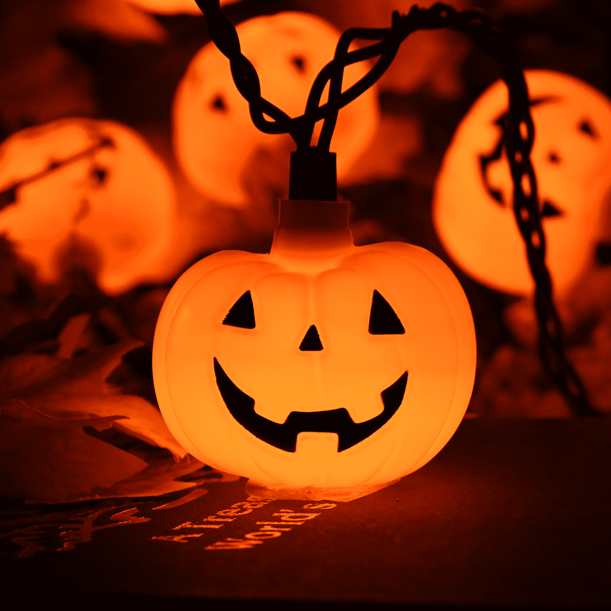 Halloween Pumpkin String Lights, 8.5Ft Outdoor Halloween Decorations Lights with 10 Jack-O-Lantern Lights, Hanging Pumpkin String Lights Party Patio Garden Window Decor