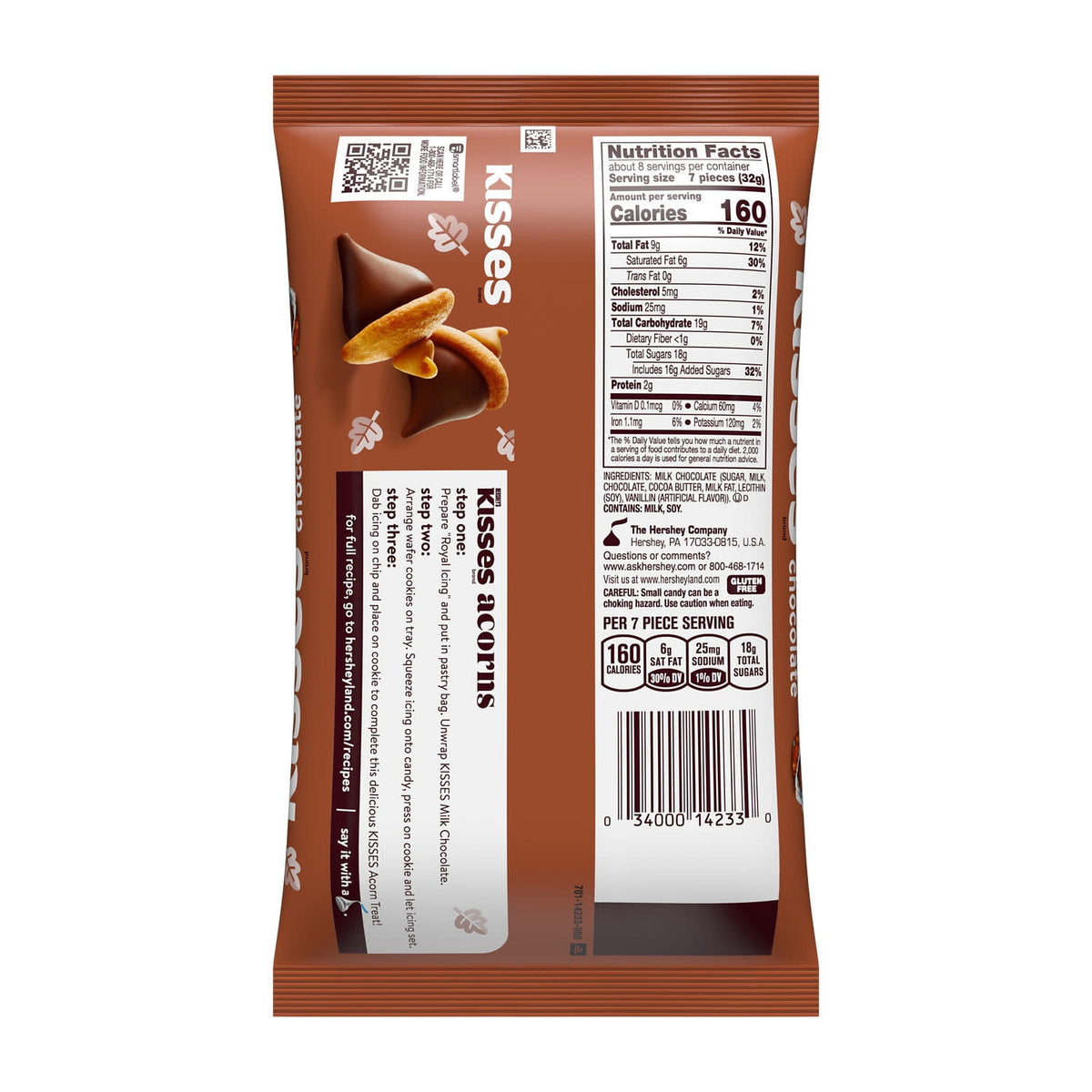 Hershey's Kisses Milk Chocolate, Fall Candy Bag, 9 oz