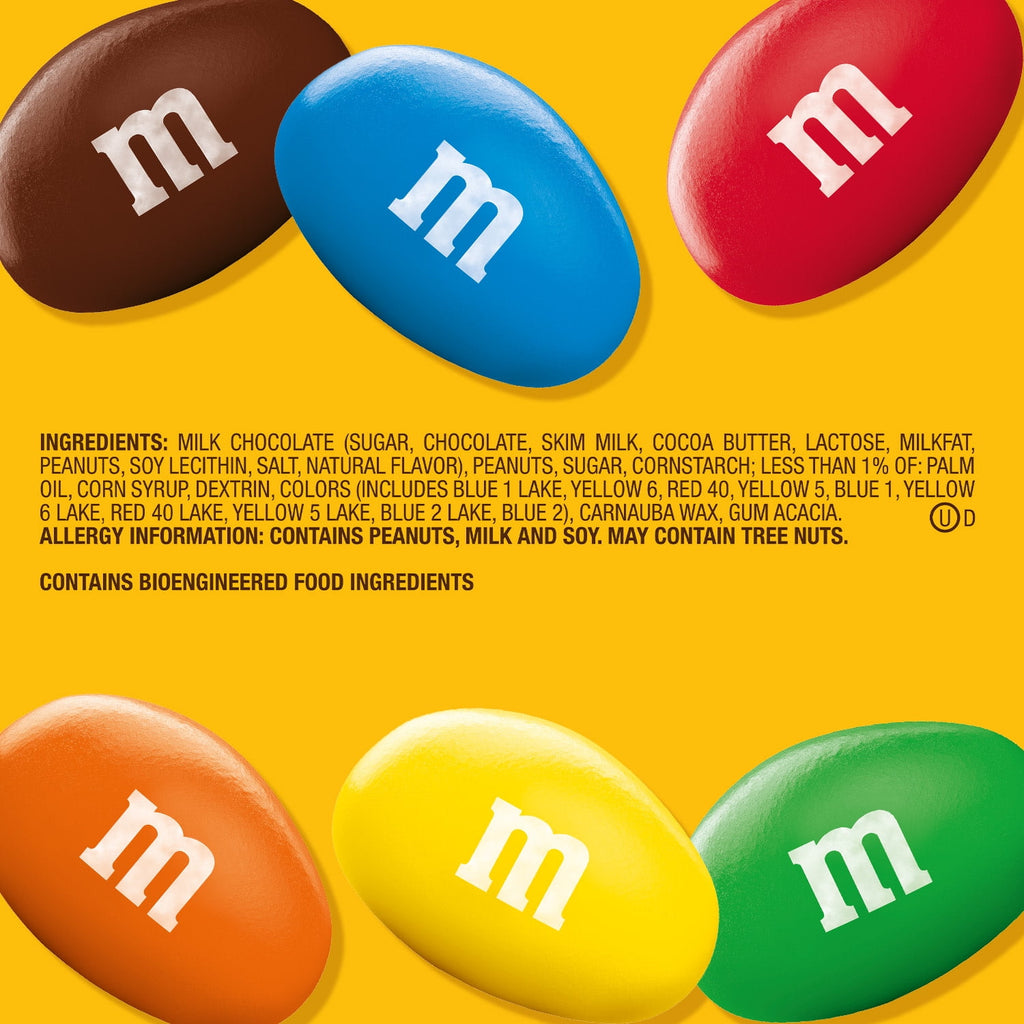 M&M's Peanut Milk Chocolate Candy, Family Size 18.08 oz Resealable Bulk Bag