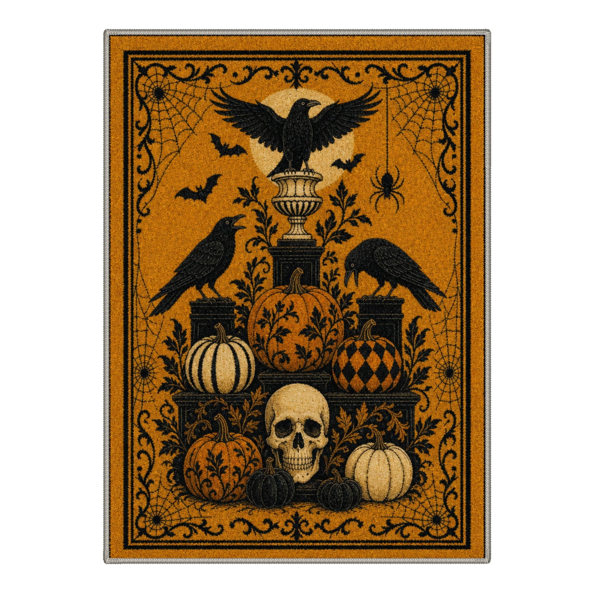 GENIMO 2'x3' Halloween Doormat, Washable Non Slip Soft Farmhouse Pumpkin Outdoor Door Mat for Front Door Covered Porch Patio Entryway, Smoky Amber