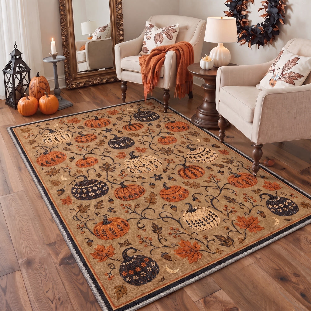 GENIMO 2'x3' Halloween Doormat, Washable Non Slip Soft Vintage Witch Outdoor Door Mat for Front Door Covered Porch Patio Entryway, Burnt Amber