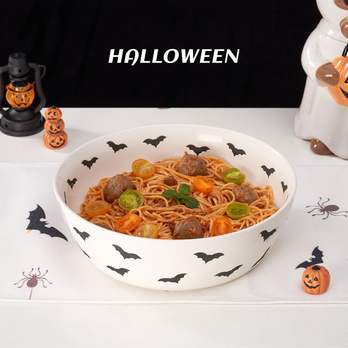 Way To Celebrate Halloween Bat White Ceramic Serving Bowl