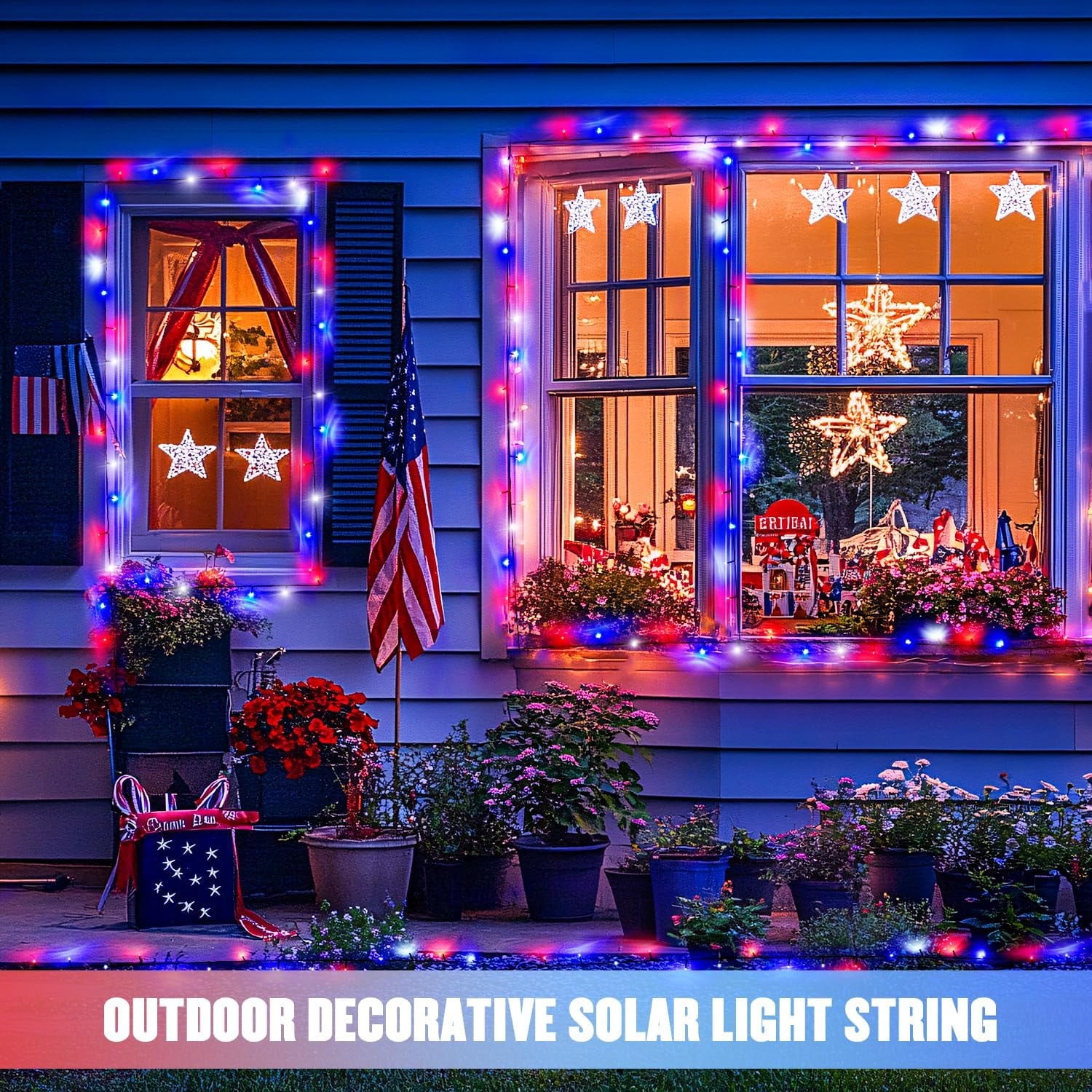 JMEXSUSS 2 Pack Solar String Lights Outdoor, 100 LED 42.7ft White Solar Lights Outdoor Waterproof, 8 Modes Green Wire Solar Christmas Lights for Garden, Wedding, Party, Christmas Tree Decoration