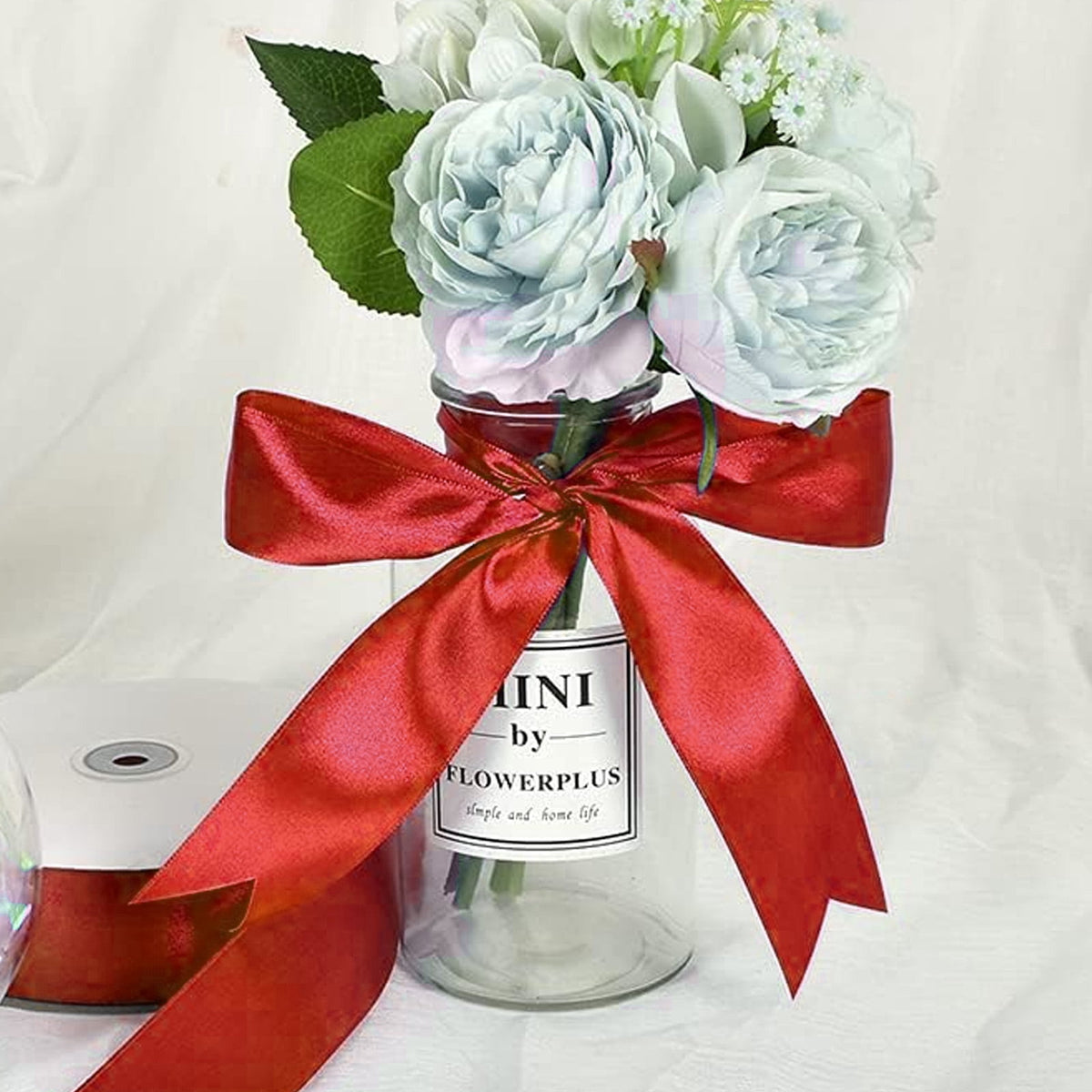 THEGLY 1.5 inch x 100 Yard Red Satin Ribbon Perfect for Gift Wrapping, Crafts, Christmas, Hair Styling, Invitation Decor & More