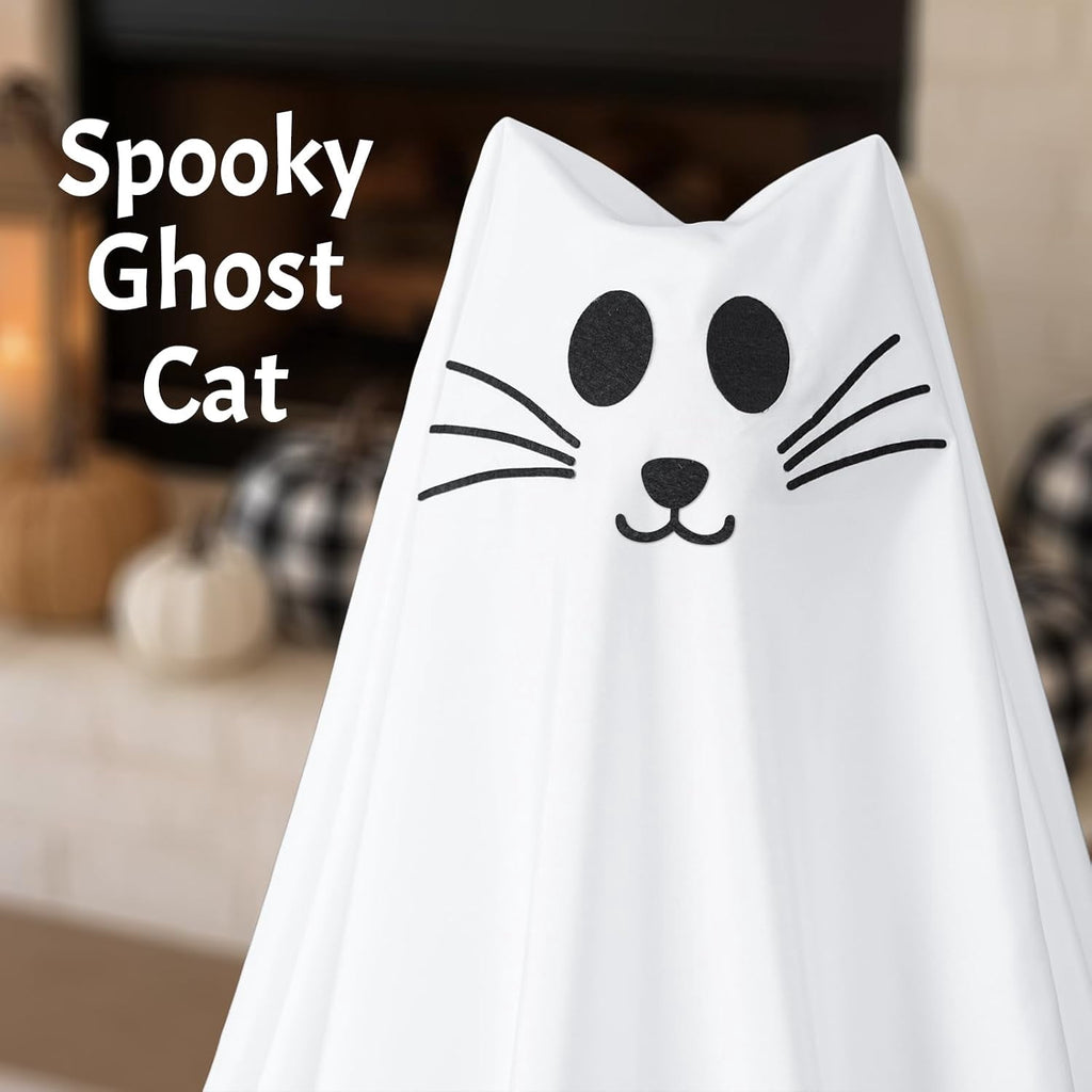 Halloween Decorations, 2 Pack 2.3 FT Light-Up Spooky Ghost Dog with 2 Sign | Halloween Ghost Dog Decorations Outdoor, Halloween Decorations Indoor, Remote Control Ghost Decor for Porch Yard Lawn Home