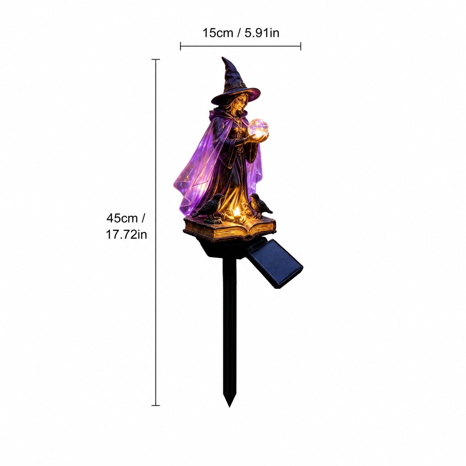 Halloween Witch Cauldron Garden Light, Solar Powered Halloween Projector Outdoor Decoration with Flying Witch and Lighted Cauldron, Witch Light Stake for Lawn Garden Porch Yard Decor, Style D